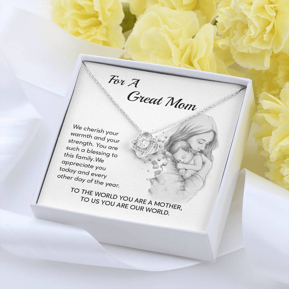 Great Mom Necklace Gift – You Are Our World Card