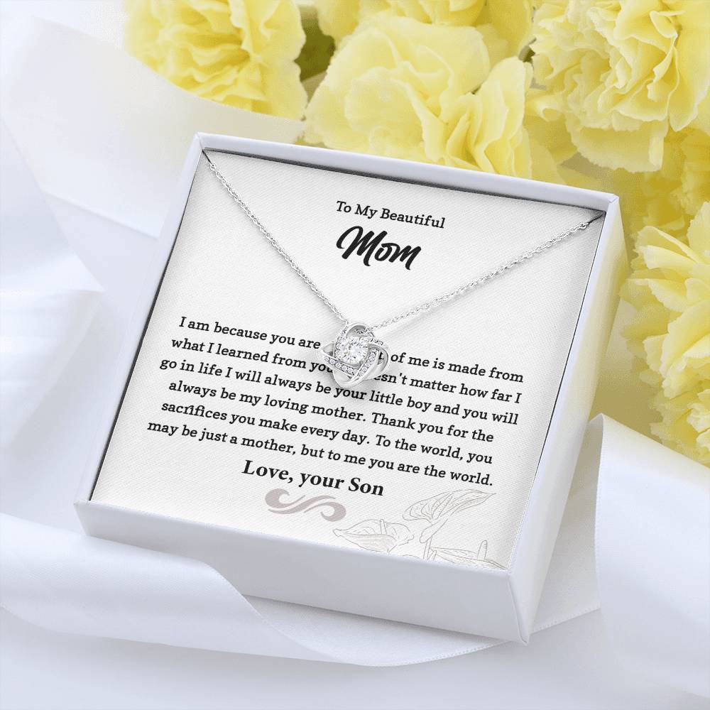 Mom Necklace Gift from Son with Sentimental Card