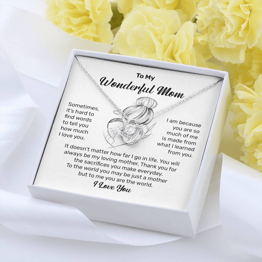 To My Wonderful Mom Heartfelt Necklace For Her Loving Jewelry For Mother's Day Thank You Gift Sentimental Necklace For Care Loving Pendant For A Cherished Bond Sentimental Pendant Appreciation Necklace For Her Thoughtful Necklace For Love And Support