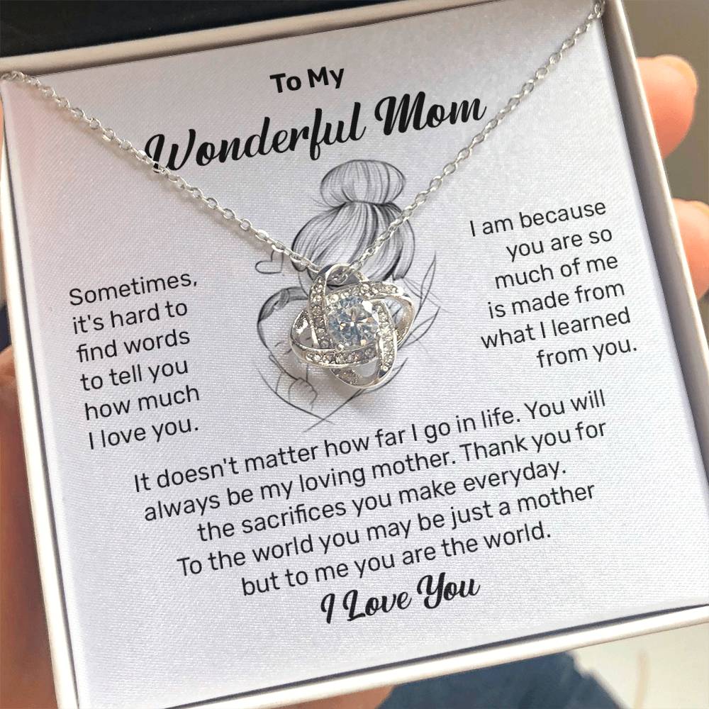 To My Wonderful Mom Heartfelt Necklace For Her Loving Jewelry For Mother's Day Thank You Gift Sentimental Necklace For Care Loving Pendant For A Cherished Bond Sentimental Pendant Appreciation Necklace For Her Thoughtful Necklace For Love And Support