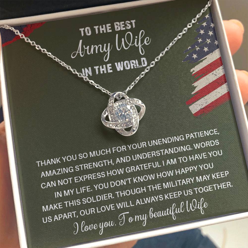 To The Best Army Wife In The World  Best Army Wife Jewelry Unwavering Support Necklace Thank You Jewelry For Wives Unique Gift For Military Spouses My Beautiful Wife Jewelry Romantic Gift For Army Wives Meaningful Gift For Military Wives