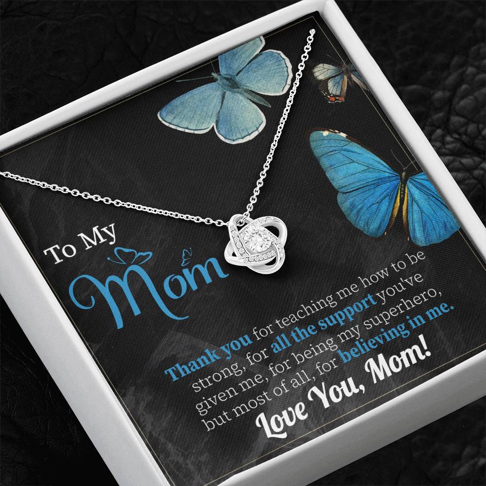 To My Mom Necklace Gift, Special Mother's Gifts, Mom Birthday Gift, Mother's Gift For Mom From Daughter And Son, 925 Silver Necklace Love Knot Necklace With Meaningful Message Card And Box.