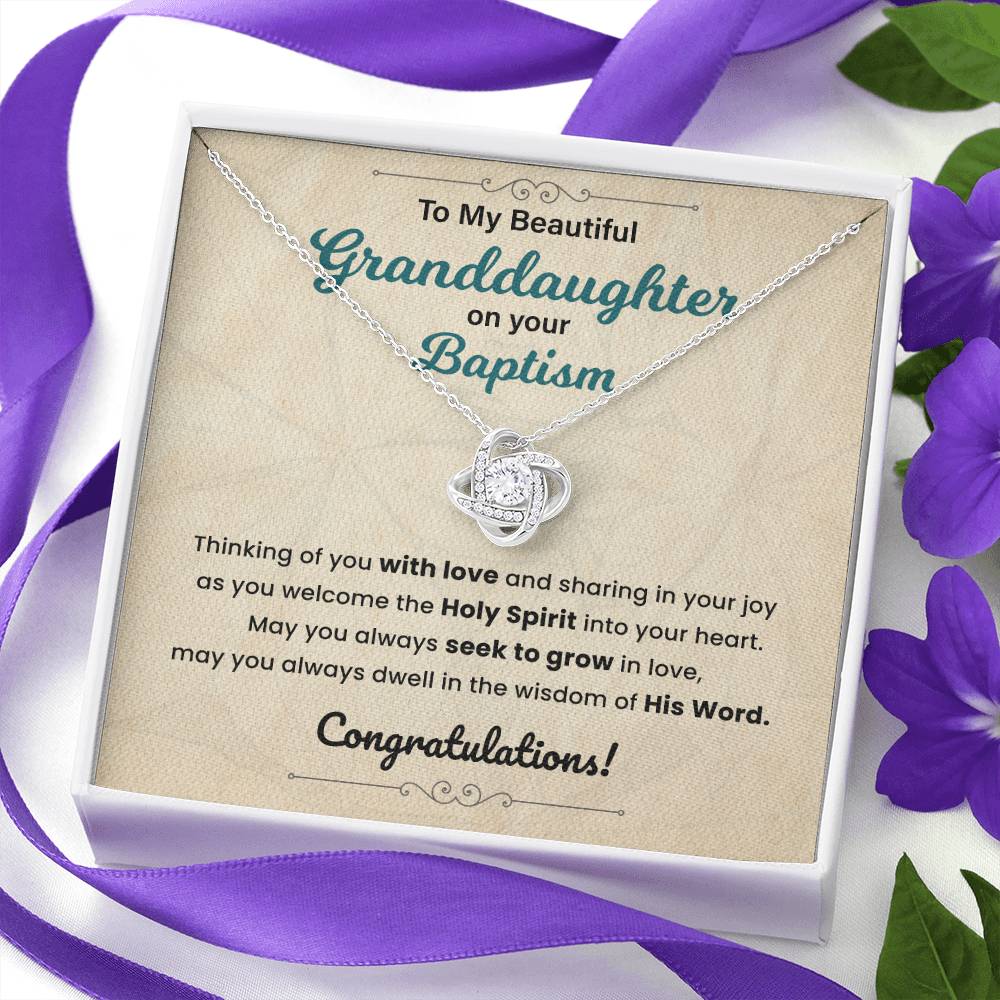 Baptism Necklace Gift For Granddaughter With Message Card