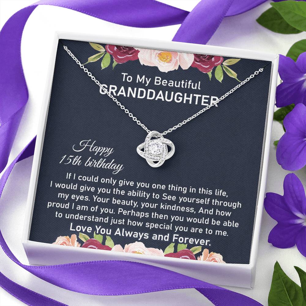 15th Birthday Necklace for Granddaughter With Message Card