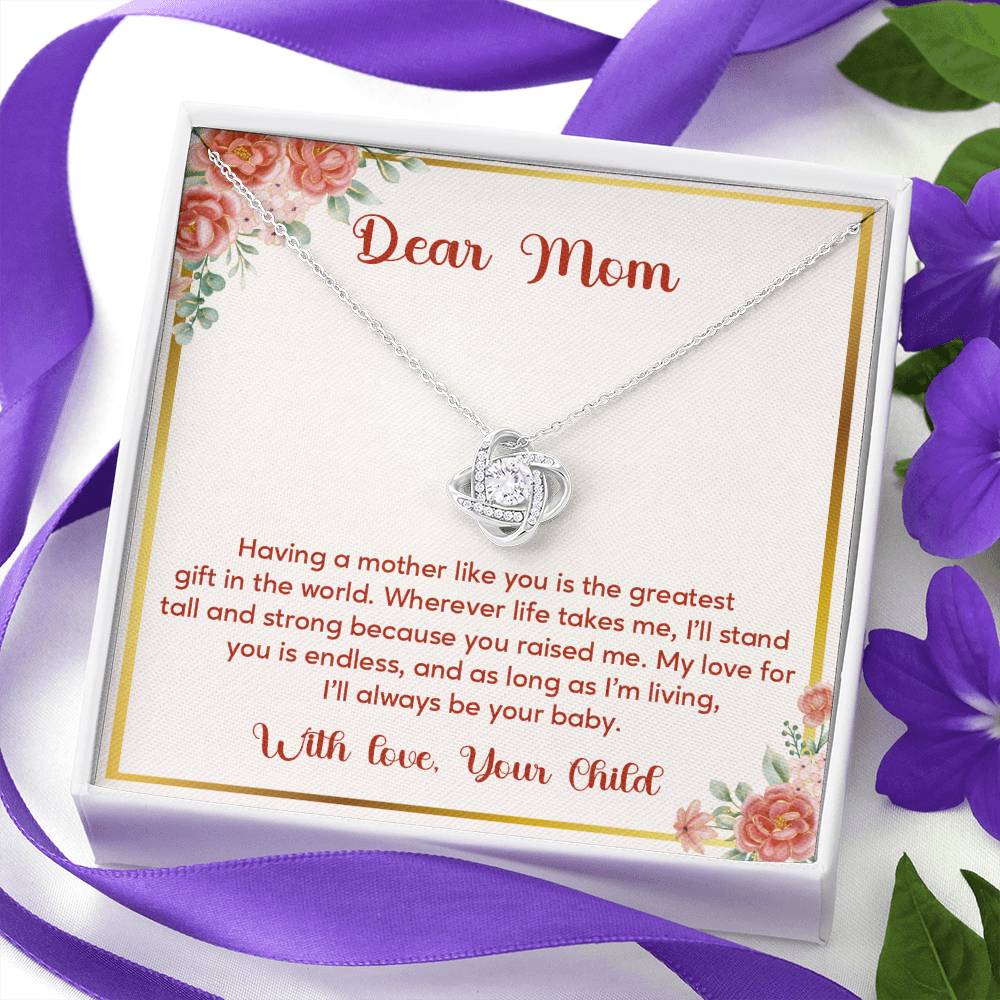 Dear Mom, Elegant Jewelry For A Cherished Bond Thoughtful Necklace For Love And Support Loving Pendant Sentimental Jewelry Loving Gift For A Cherished Heart Thank You Pendant Loving Pendant For Support Strong Jewelry For Her