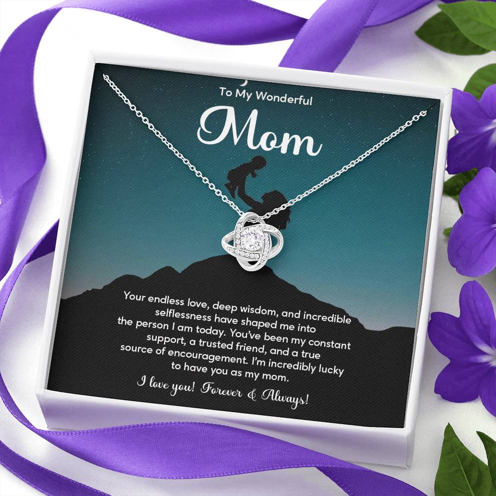 To My Wonderful Mom Elegant Jewelry Thoughtful Necklace For Love And Care Sweet Gift For Lifelong Support Sentimental Jewelry Heartfelt Necklace For Lifelong Bond Thank You Pendant For Support Sentimental Necklace Thank You Gift