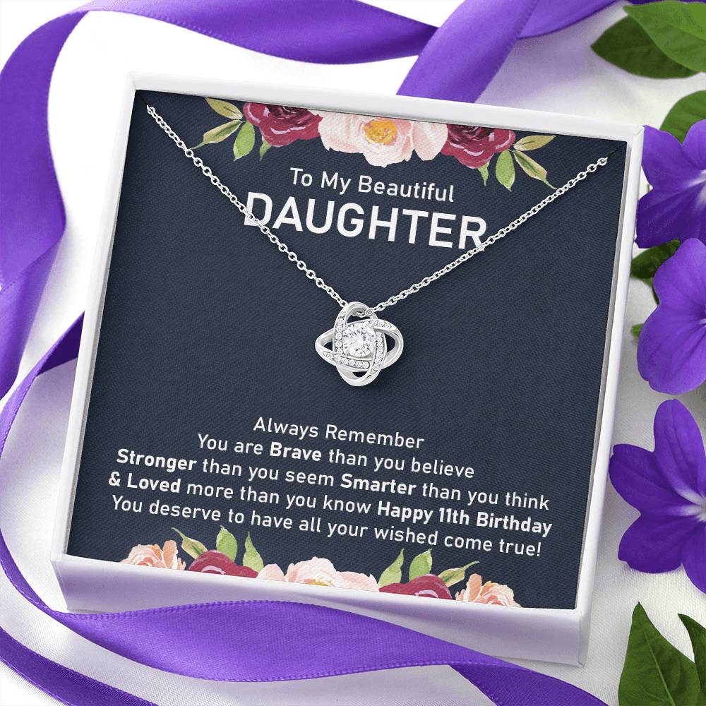 11th Birthday Necklace Gift for Daughter With Message Card