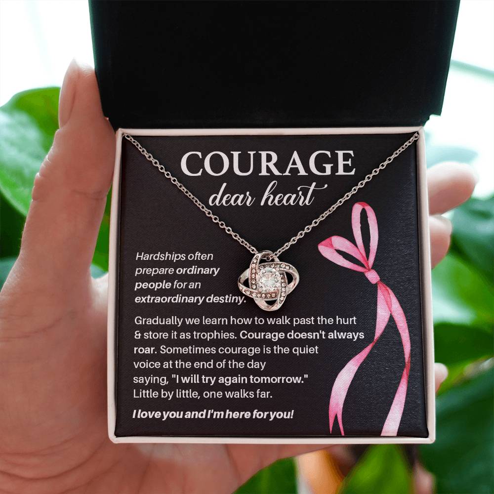 Courage, Dear Heart Overcoming Hardships Necklace Courage Necklace Extraordinary Destiny Jewelry Meaningful Gift For Cancer Patients Supportive Gift For Fighters Never Give Up Necklace Breast Cancer Necklace For Soulmate