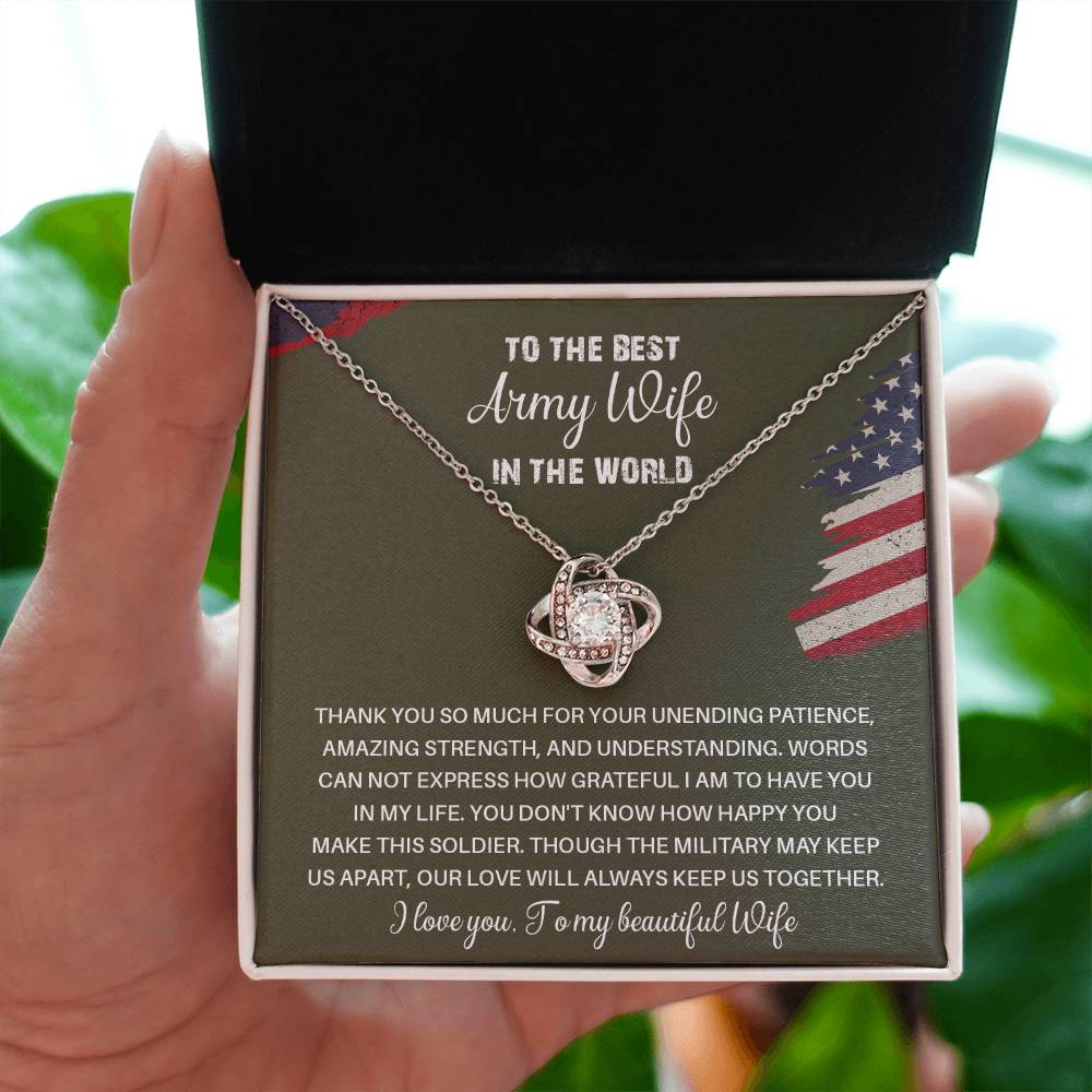 To The Best Army Wife In The World  Best Army Wife Jewelry Unwavering Support Necklace Thank You Jewelry For Wives Unique Gift For Military Spouses My Beautiful Wife Jewelry Romantic Gift For Army Wives Meaningful Gift For Military Wives