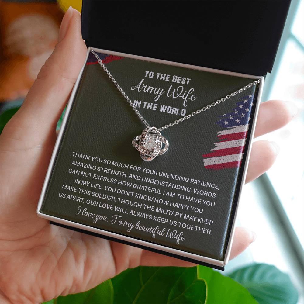 To The Best Army Wife In The World  Best Army Wife Jewelry Unwavering Support Necklace Thank You Jewelry For Wives Unique Gift For Military Spouses My Beautiful Wife Jewelry Romantic Gift For Army Wives Meaningful Gift For Military Wives