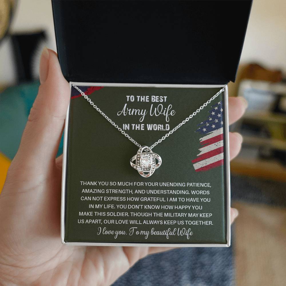 To The Best Army Wife In The World  Best Army Wife Jewelry Unwavering Support Necklace Thank You Jewelry For Wives Unique Gift For Military Spouses My Beautiful Wife Jewelry Romantic Gift For Army Wives Meaningful Gift For Military Wives