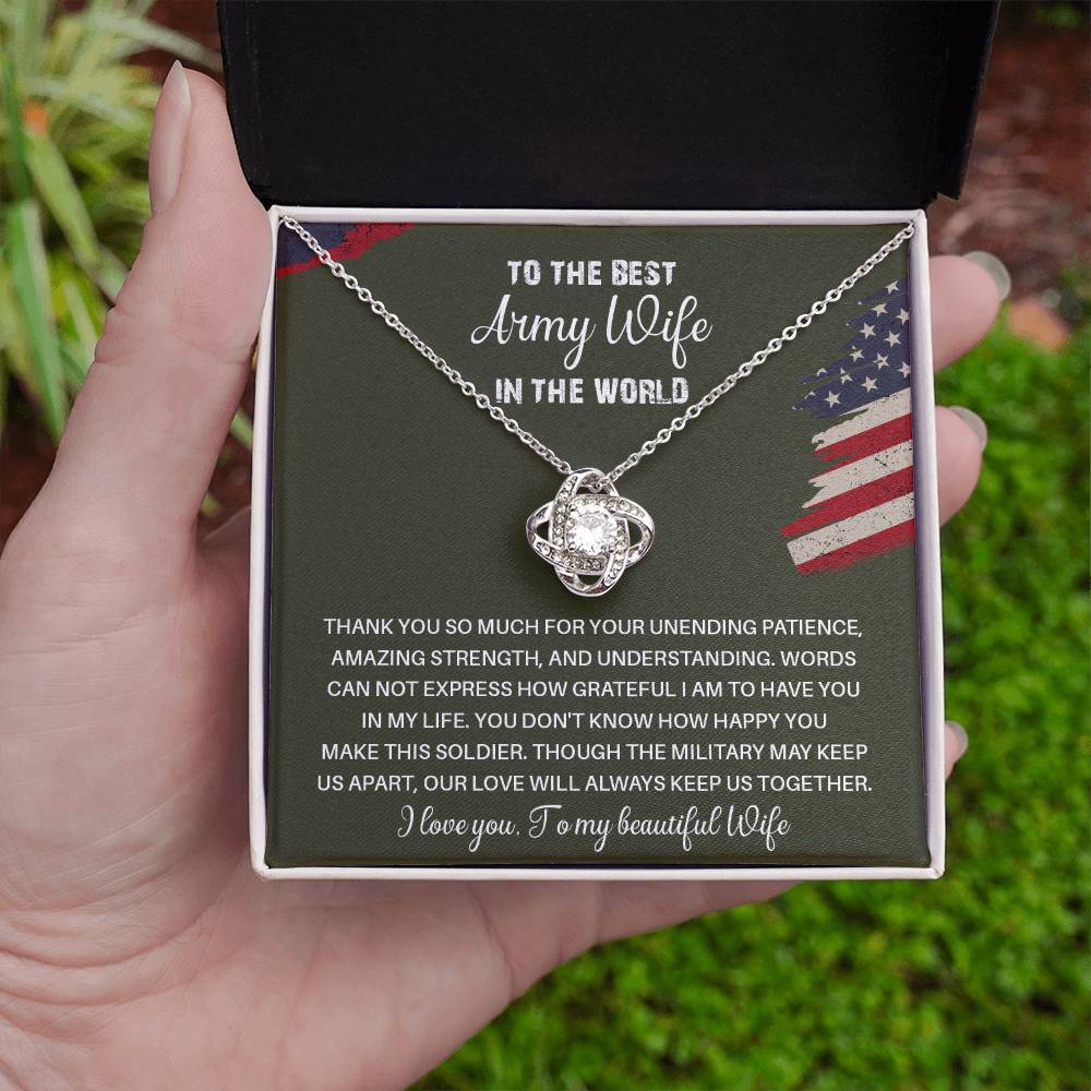 To The Best Army Wife In The World  Best Army Wife Jewelry Unwavering Support Necklace Thank You Jewelry For Wives Unique Gift For Military Spouses My Beautiful Wife Jewelry Romantic Gift For Army Wives Meaningful Gift For Military Wives