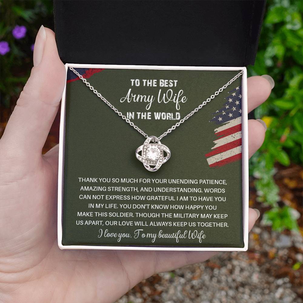 To The Best Army Wife In The World  Best Army Wife Jewelry Unwavering Support Necklace Thank You Jewelry For Wives Unique Gift For Military Spouses My Beautiful Wife Jewelry Romantic Gift For Army Wives Meaningful Gift For Military Wives