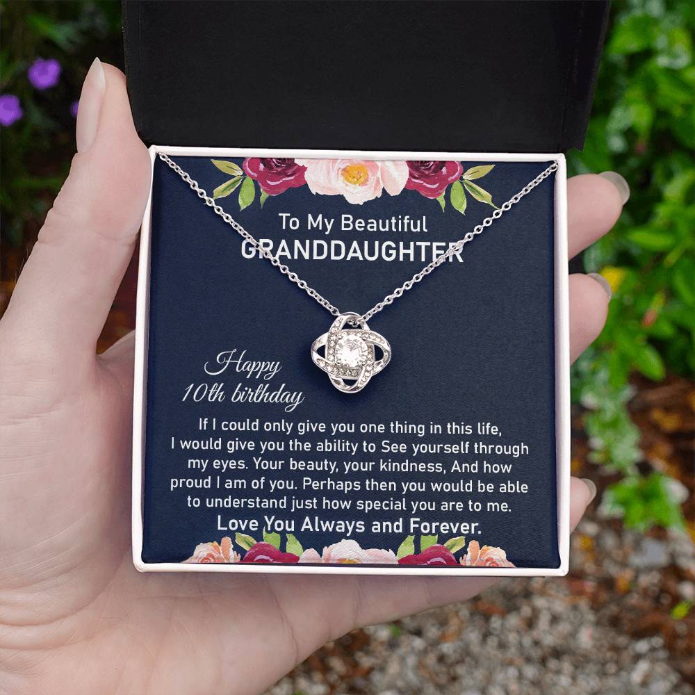 10th Birthday Necklace for Granddaughter With Message Card