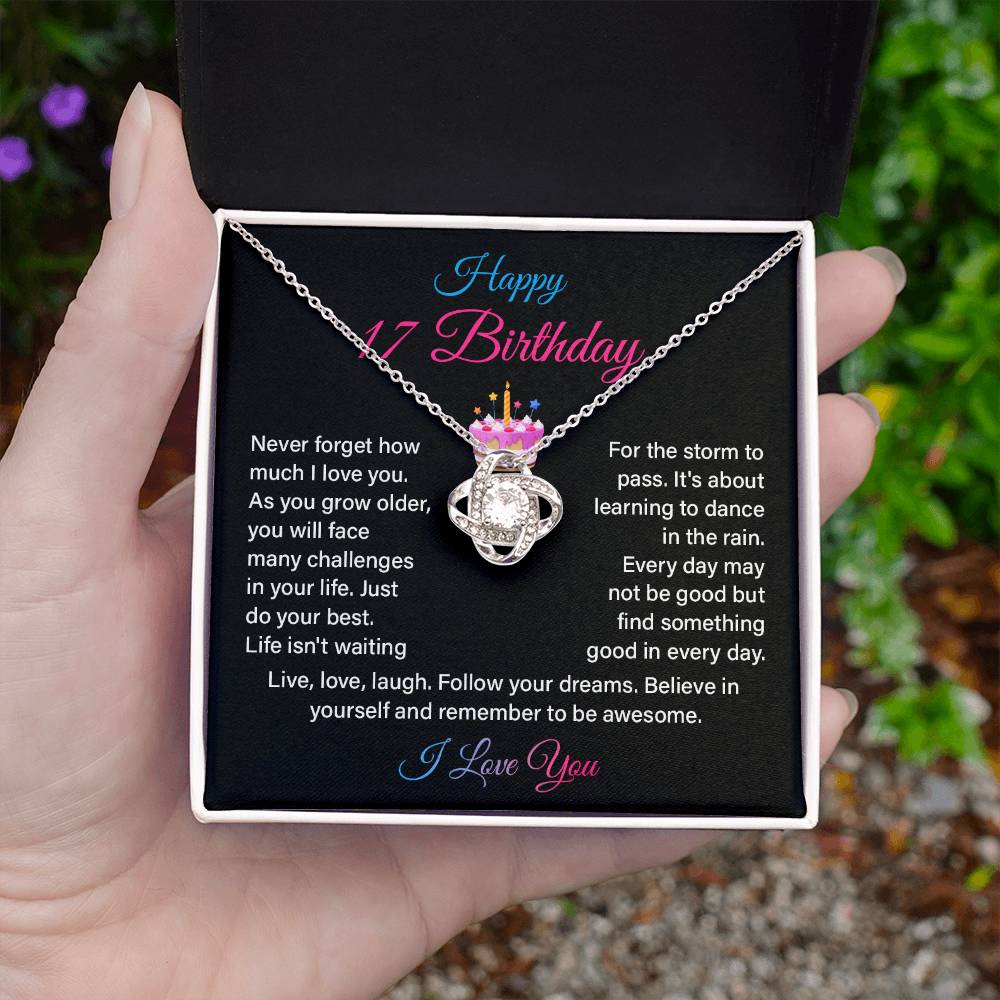 17th Birthday Necklace Gift for Her – Inspirational Message Card