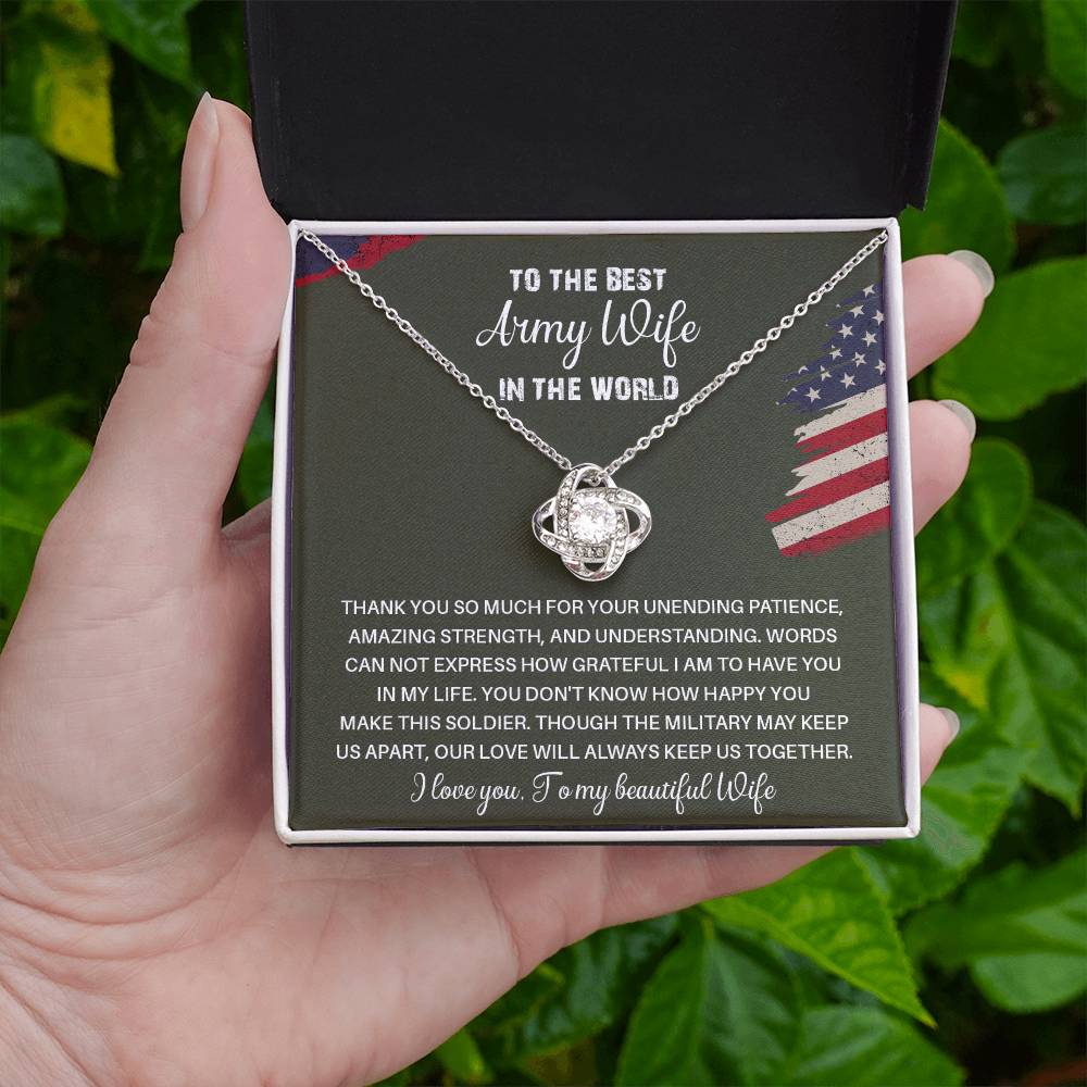 To The Best Army Wife In The World  Best Army Wife Jewelry Unwavering Support Necklace Thank You Jewelry For Wives Unique Gift For Military Spouses My Beautiful Wife Jewelry Romantic Gift For Army Wives Meaningful Gift For Military Wives