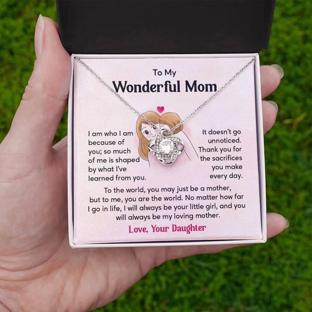 To My Wonderful Mom, Wonderful Mom Pendant Heartfelt Necklace For Her Thank You Gift For Sacrifice Sentimental Necklace For Love Loving Pendant Sentimental Pendant Appreciation Necklace For Her Special Pendant For A Mother Love Loving Pendant For Support