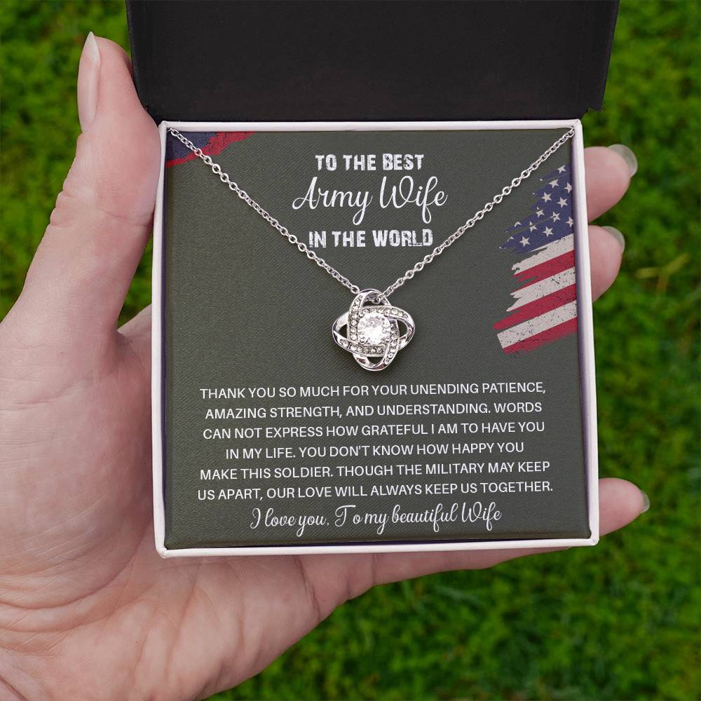 To The Best Army Wife In The World  Best Army Wife Jewelry Unwavering Support Necklace Thank You Jewelry For Wives Unique Gift For Military Spouses My Beautiful Wife Jewelry Romantic Gift For Army Wives Meaningful Gift For Military Wives