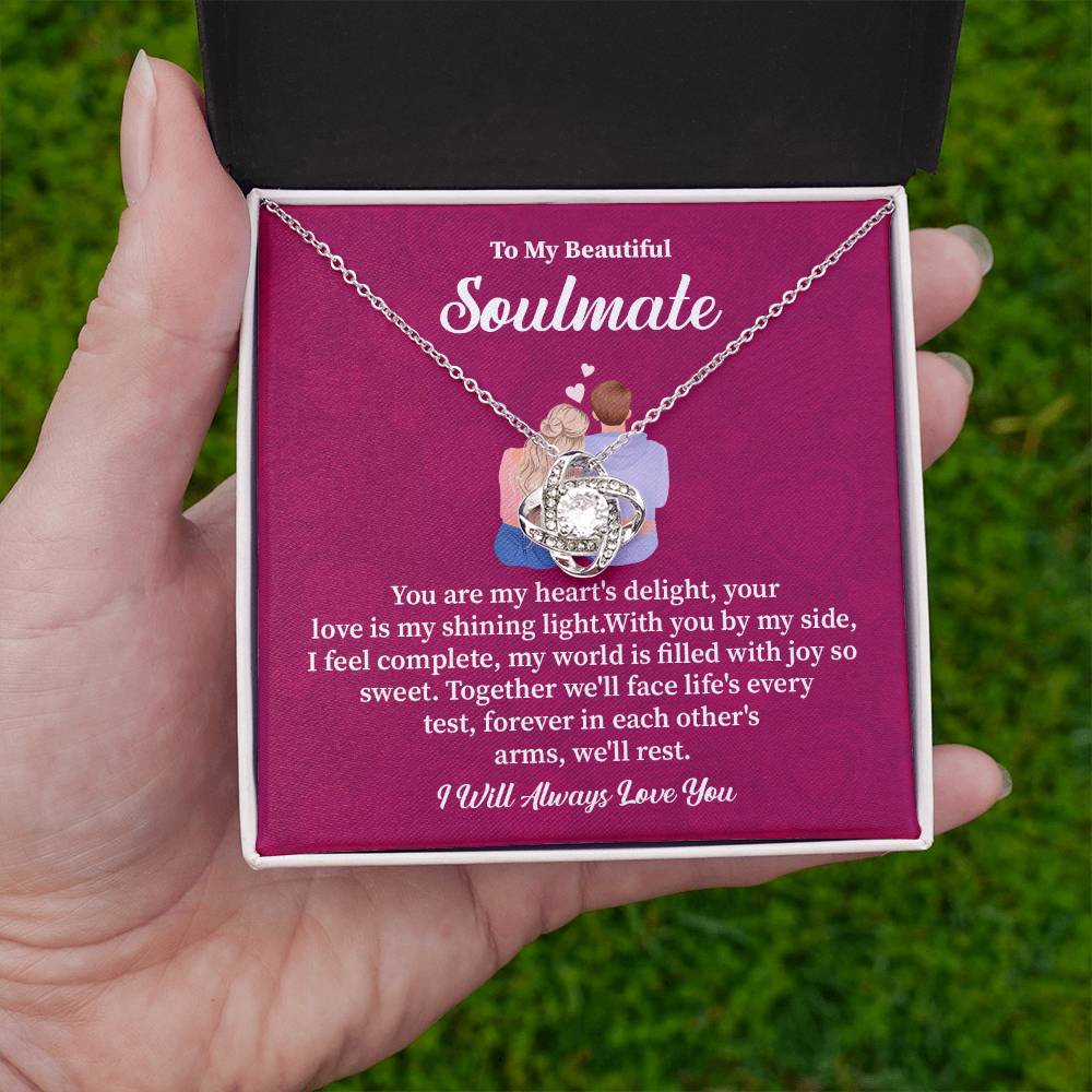 Soulmate Necklace Gift with Romantic Quote Card