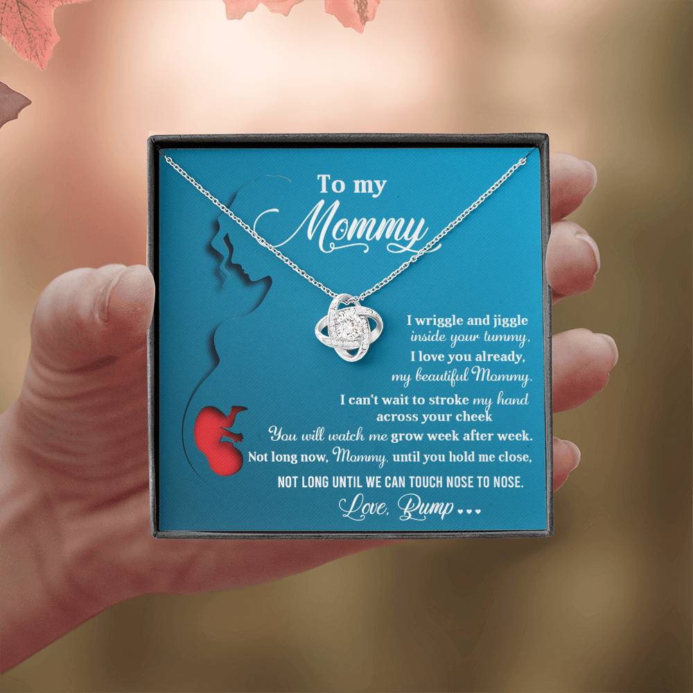 To My Mommy Necklace For Mothe's Day Jewelry For Mom, Gift For Mommy From Baby Bump, Pregnancy Gift For Mommy Love Knot Necklace With Meaningful Message Card And Box.