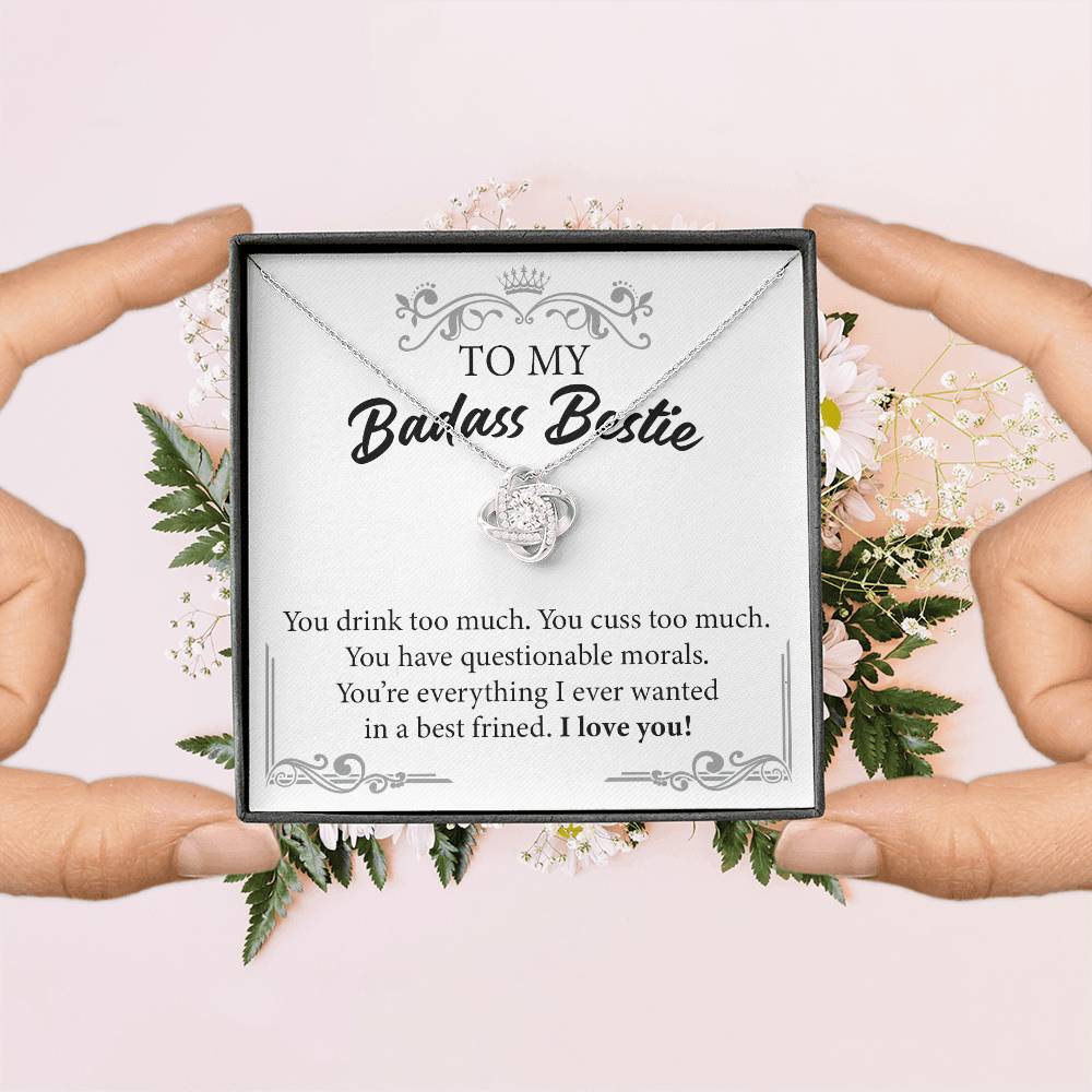 Badass Bestie Necklace Gift with Funny Message Card