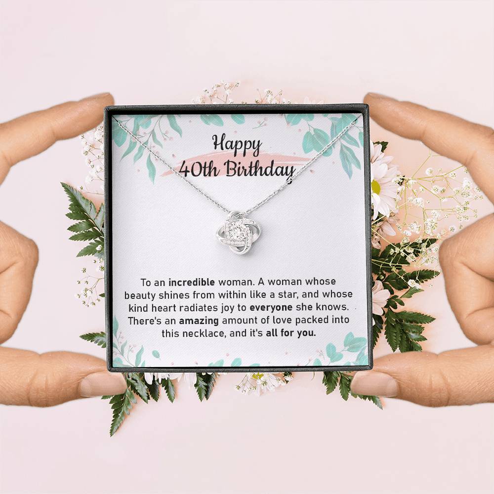 40th Birthday Necklace Gift for Her with Message Card