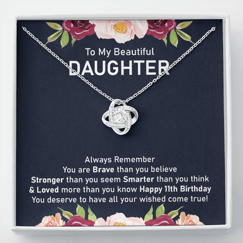 11th Birthday Necklace Gift for Daughter With Message Card