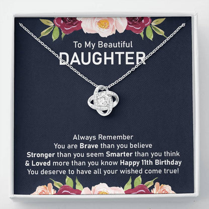 11th Birthday Necklace Gift for Daughter With Message Card