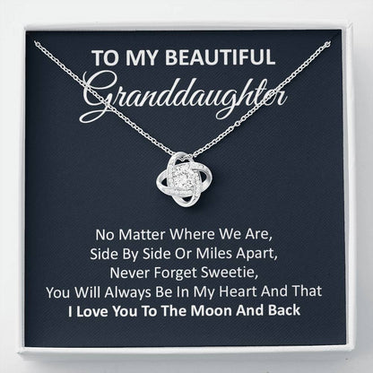 Granddaughter Necklace Gift with Moon and Back Quote