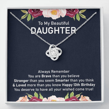 13th Birthday Necklace Gift for Daughter With Message Card