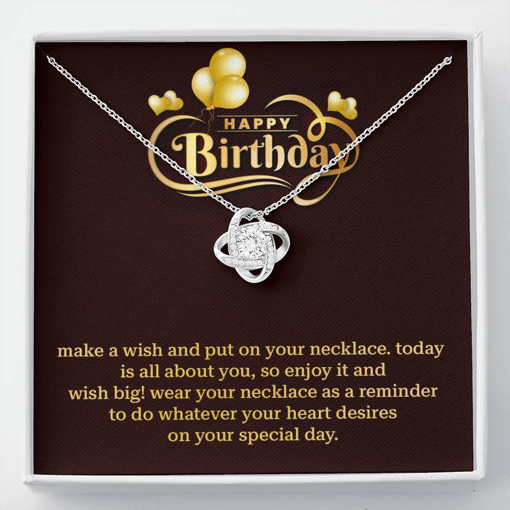 Birthday make a wish and put on your necklace.