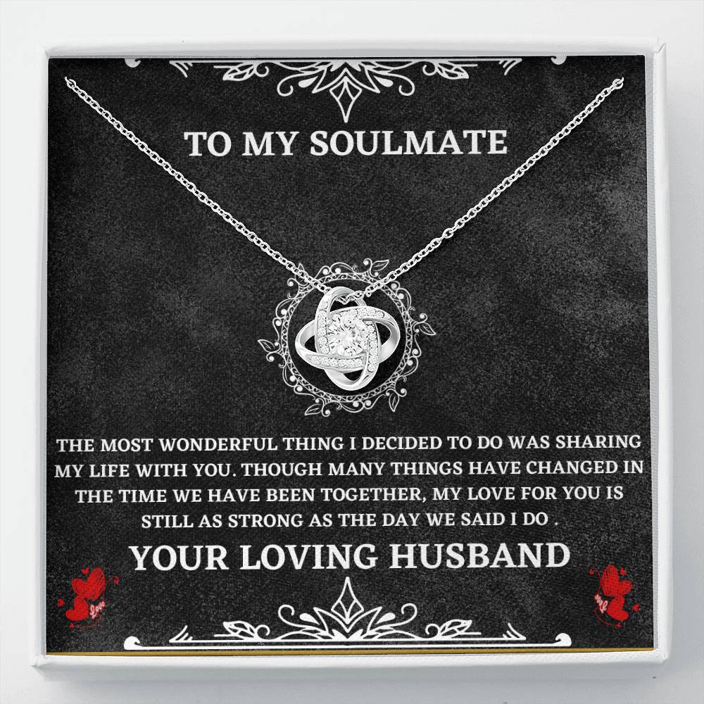 Soulmate Necklace Gift from Husband – Love Knot Pendant with Heartfelt Message Card