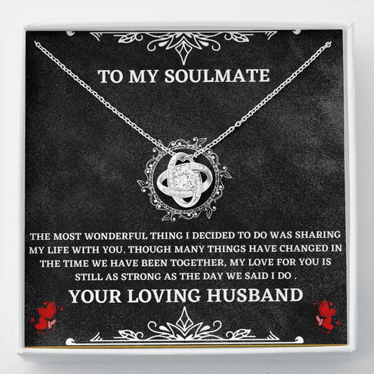 Soulmate Necklace Gift from Husband – Love Knot Pendant with Heartfelt Message Card