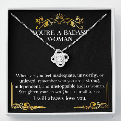 Badass Woman Necklace Gift with Empowering Message Card