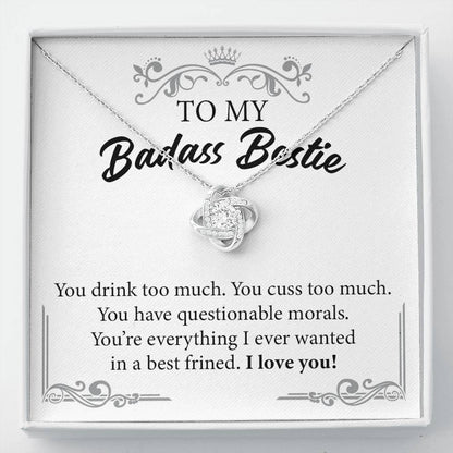 Badass Bestie Necklace Gift with Funny Message Card