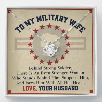 To My Military Wife Necklace with Patriotic Message Card