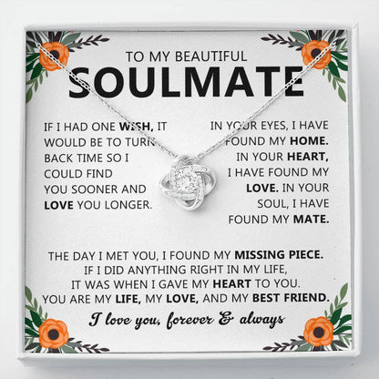 Soulmate Necklace Gift for Women, With Romantic Message Card