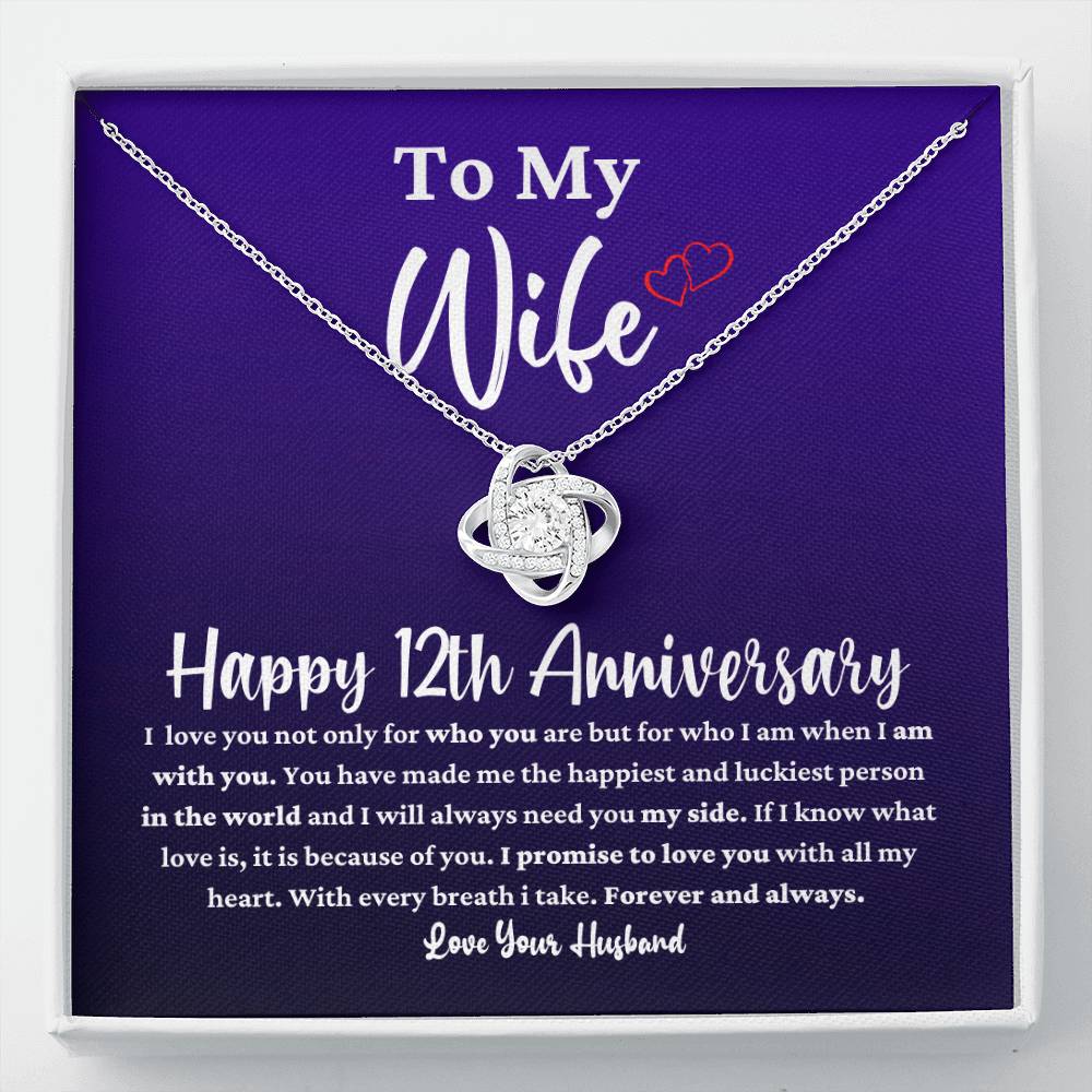 12th Anniversary Necklace for Wife Gift