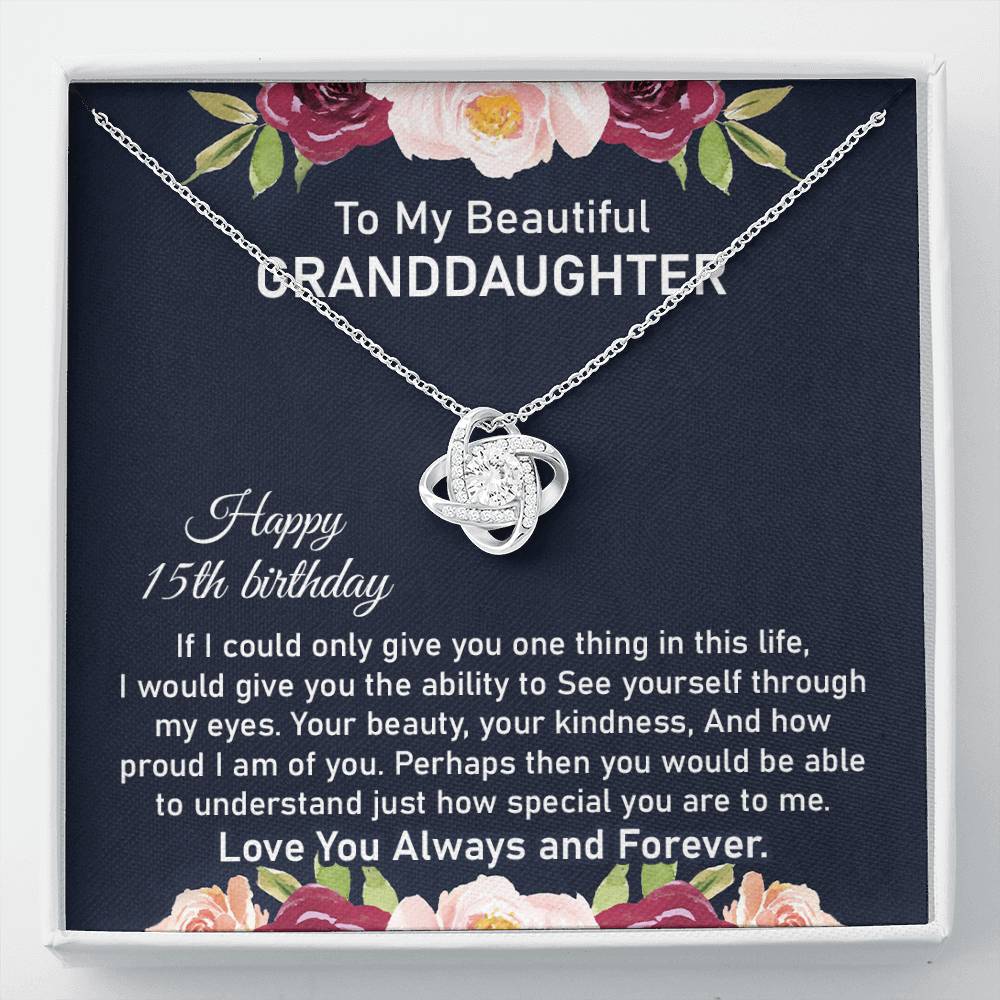 15th Birthday Necklace for Granddaughter With Message Card
