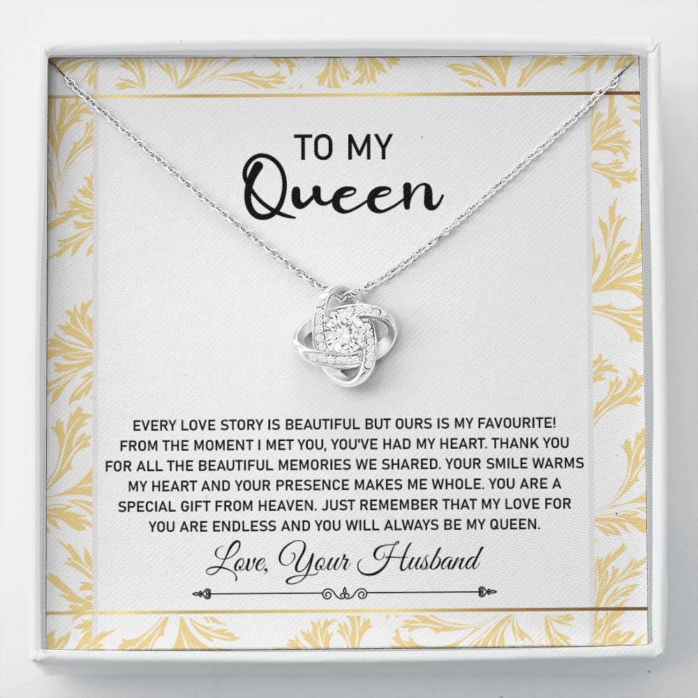 Queen Necklace Gift from Husband with Love Message