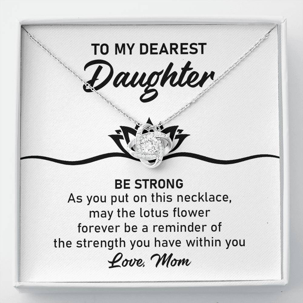 Daughter Necklace Gift with Lotus Strength Message