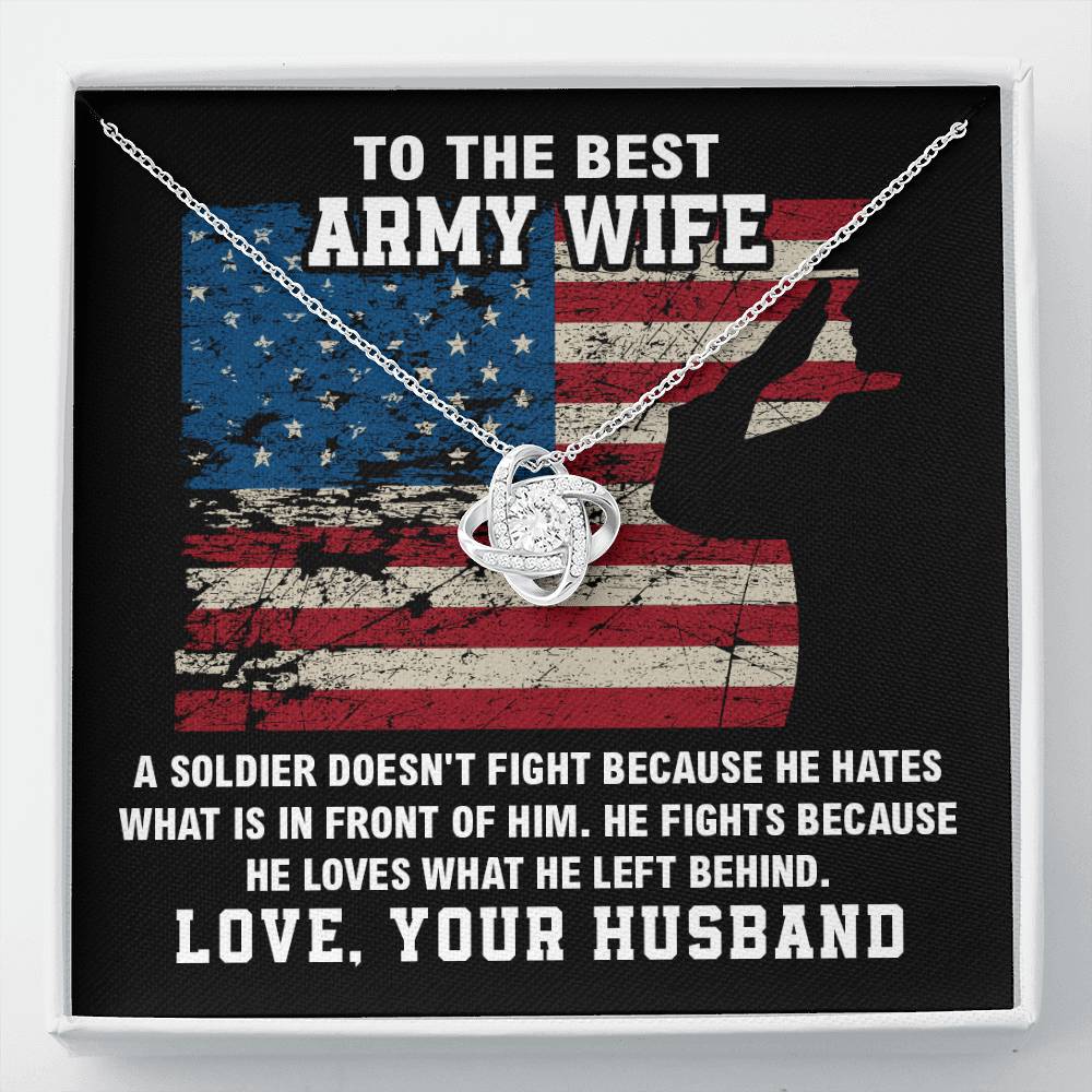 Army Wife Necklace Gift from Husband with Message Card