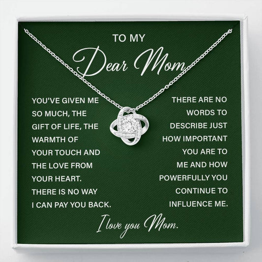 I Love You Mom Necklace with Emotional Gift Note