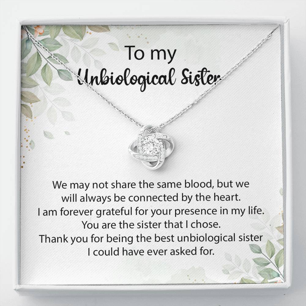 Unbiological Sister Necklace Gift with Heartfelt Note