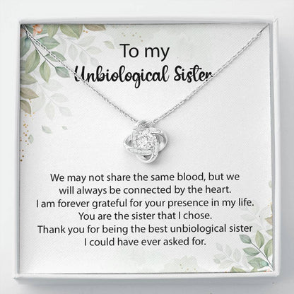 Unbiological Sister Necklace Gift with Heartfelt Note