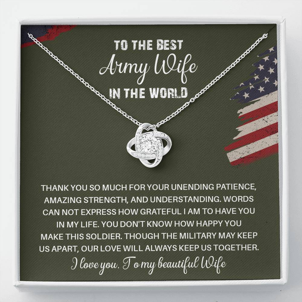 To The Best Army Wife In The World  Best Army Wife Jewelry Unwavering Support Necklace Thank You Jewelry For Wives Unique Gift For Military Spouses My Beautiful Wife Jewelry Romantic Gift For Army Wives Meaningful Gift For Military Wives