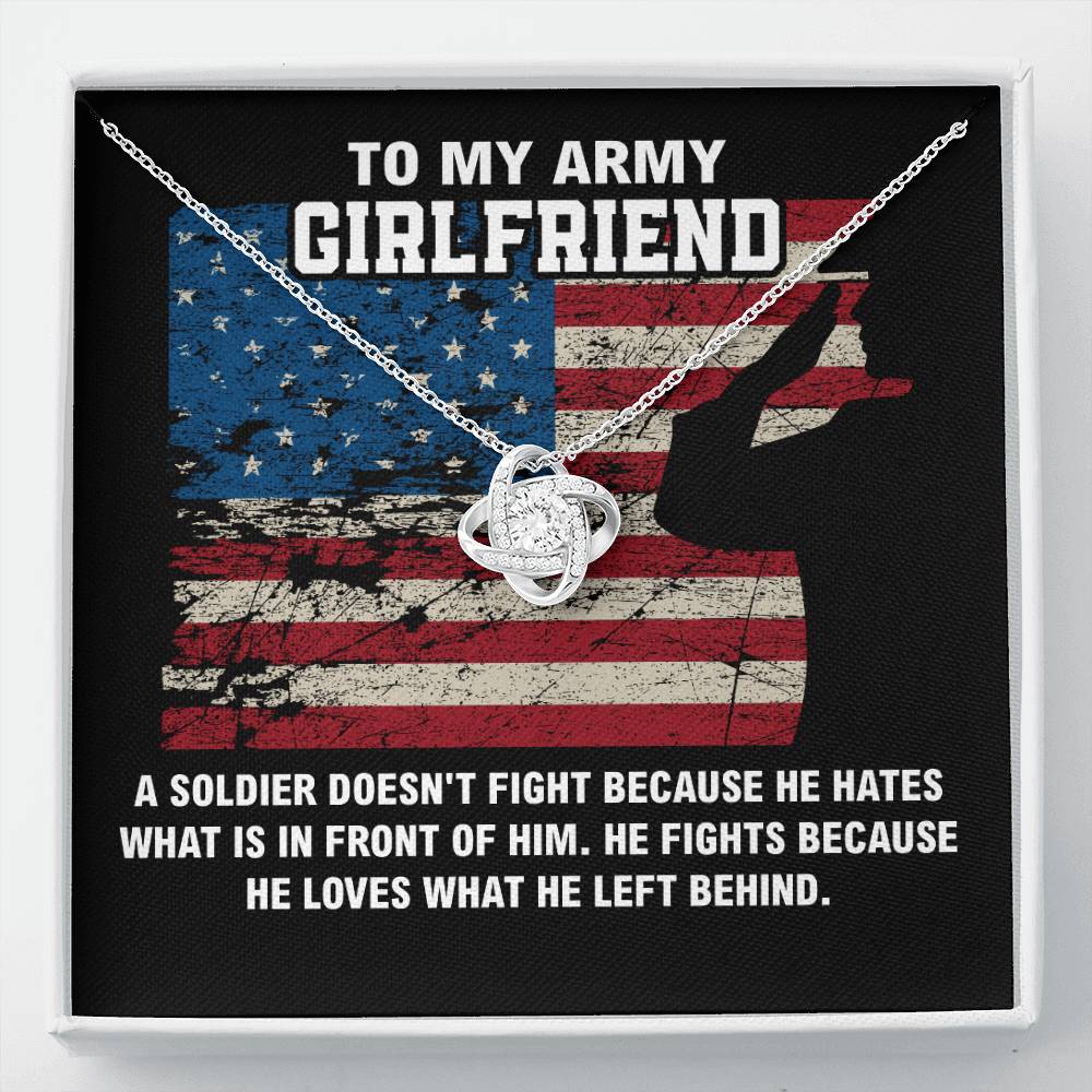 Army Girlfriend Gift Necklace with Patriotic Message Card