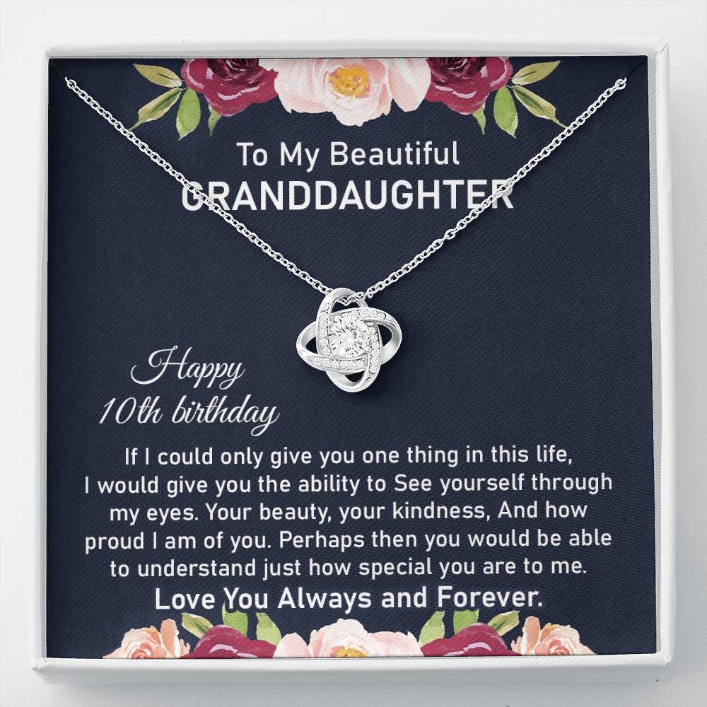 10th Birthday Necklace for Granddaughter With Message Card