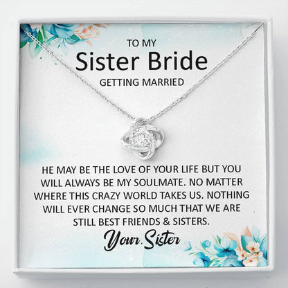 To My Sister Bride Necklace – Wedding Gift With Message Card