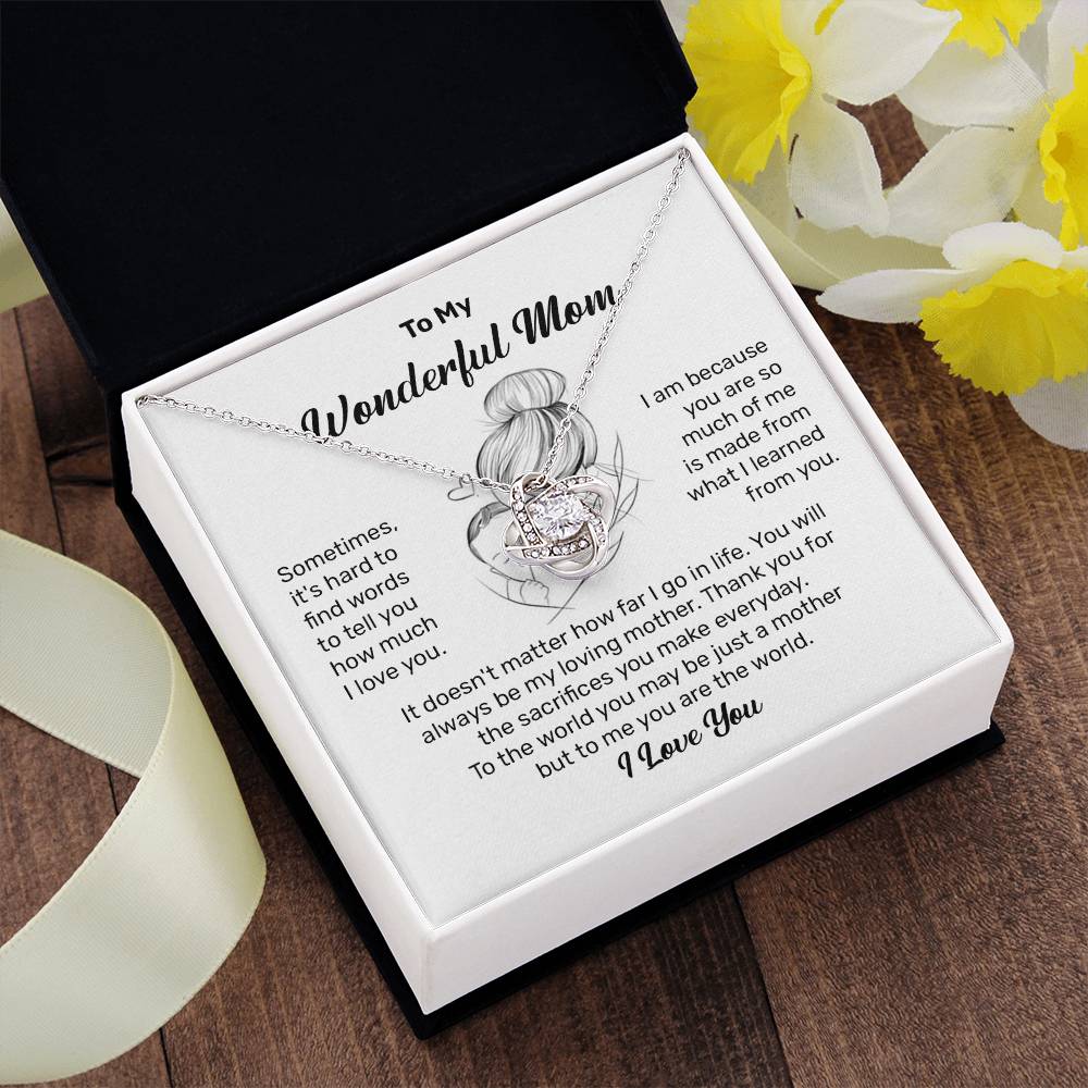 To My Wonderful Mom Heartfelt Necklace For Her Loving Jewelry For Mother's Day Thank You Gift Sentimental Necklace For Care Loving Pendant For A Cherished Bond Sentimental Pendant Appreciation Necklace For Her Thoughtful Necklace For Love And Support